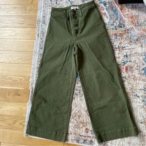 Madewell high waisted army green pants - wide length and cropped ankle length